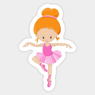 Ballerina, Ballet Girl, Ballet Dance, Orange Hair Sticker